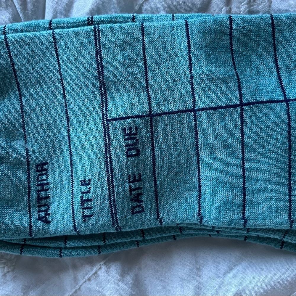 Out of Print Teal Library Card socks